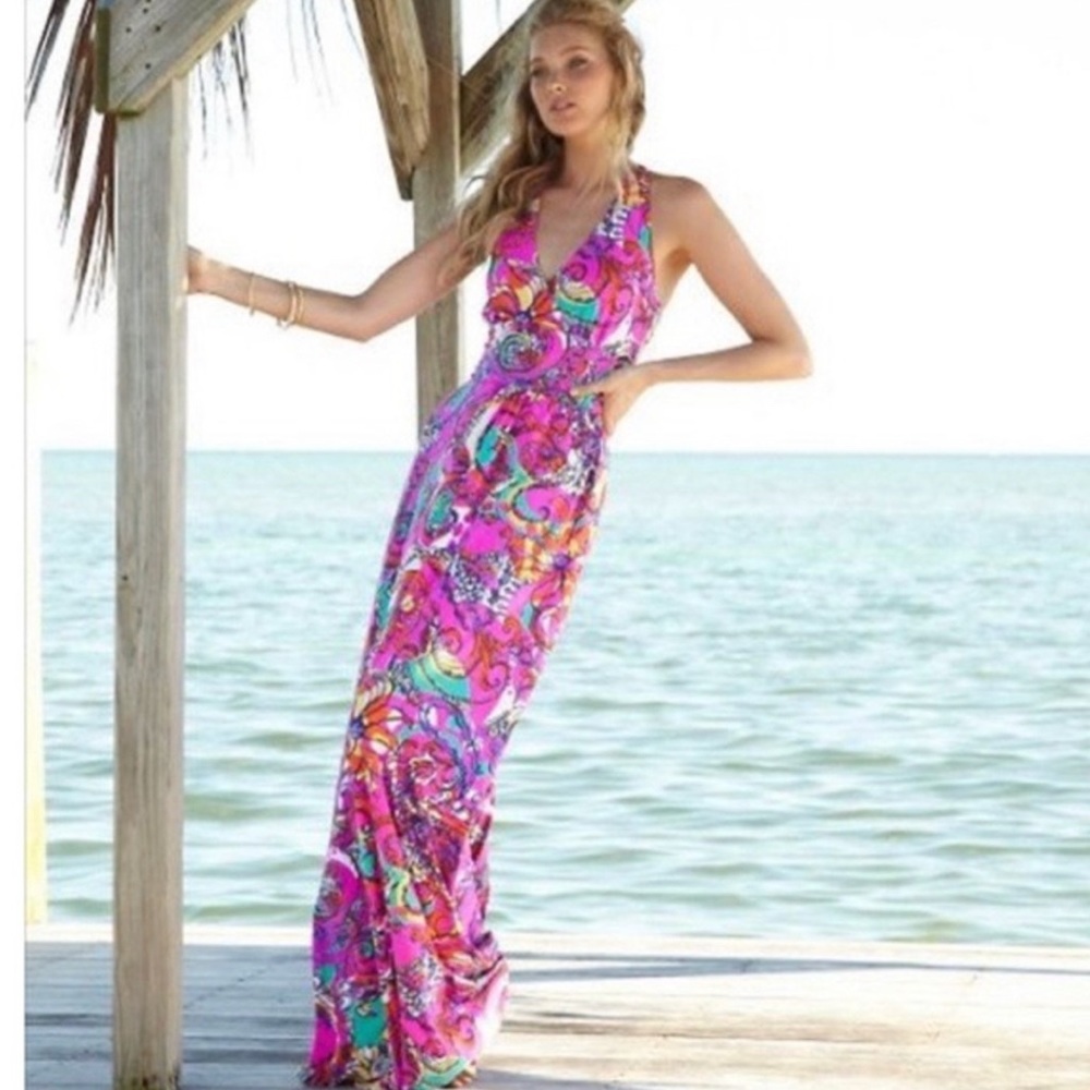 Lilly Pulitzer Parrish Halter Maxi Dress in Sea and be Seen Print